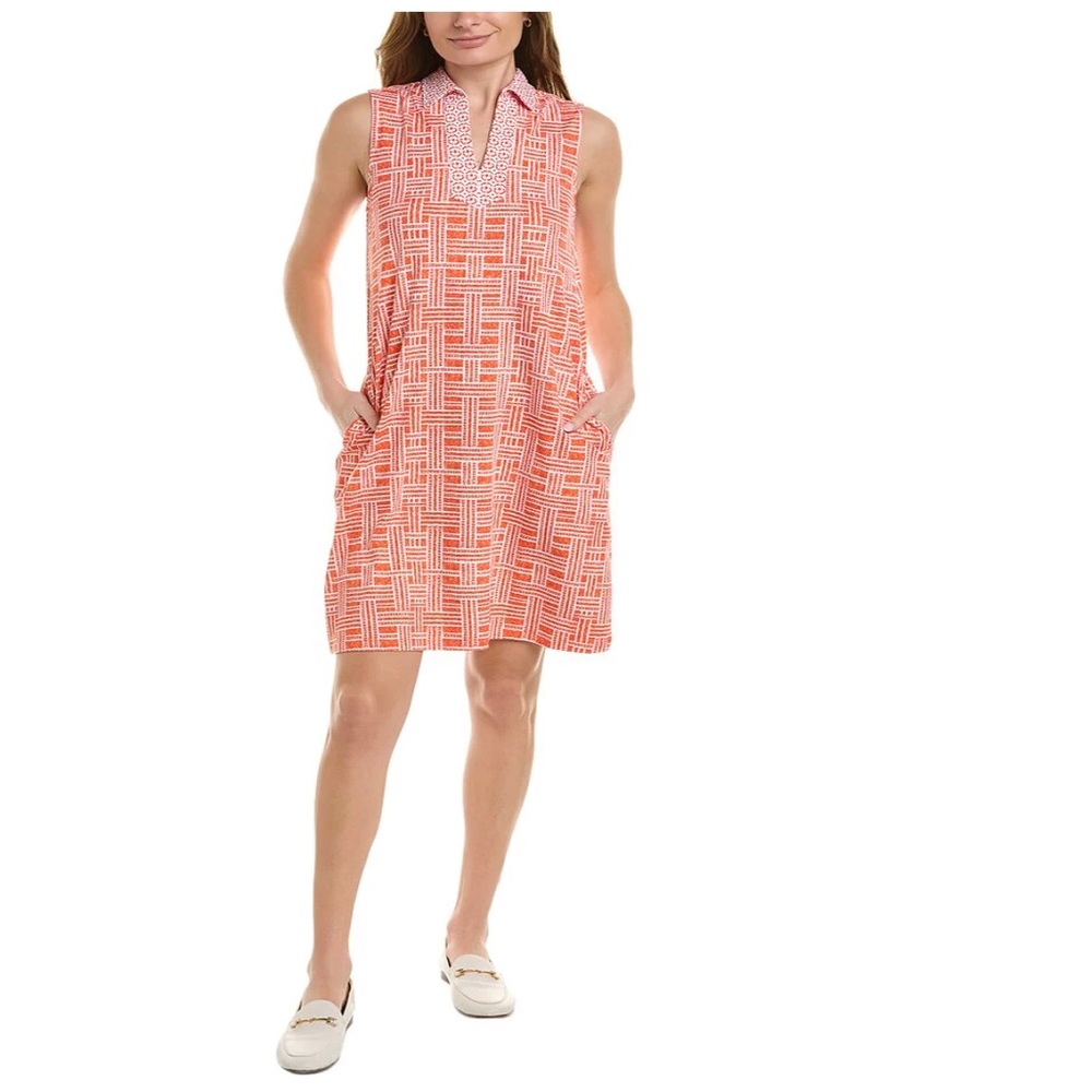 J.MCLAUGHLIN JOANNA CATALINA CLOTH SHIFT DRESS IN ORANGE CORAL SZ MEDIUM